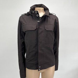 Nau Mens's Jacket XS Brown Hooded Zip Shell Not Insulated Coat DD15
